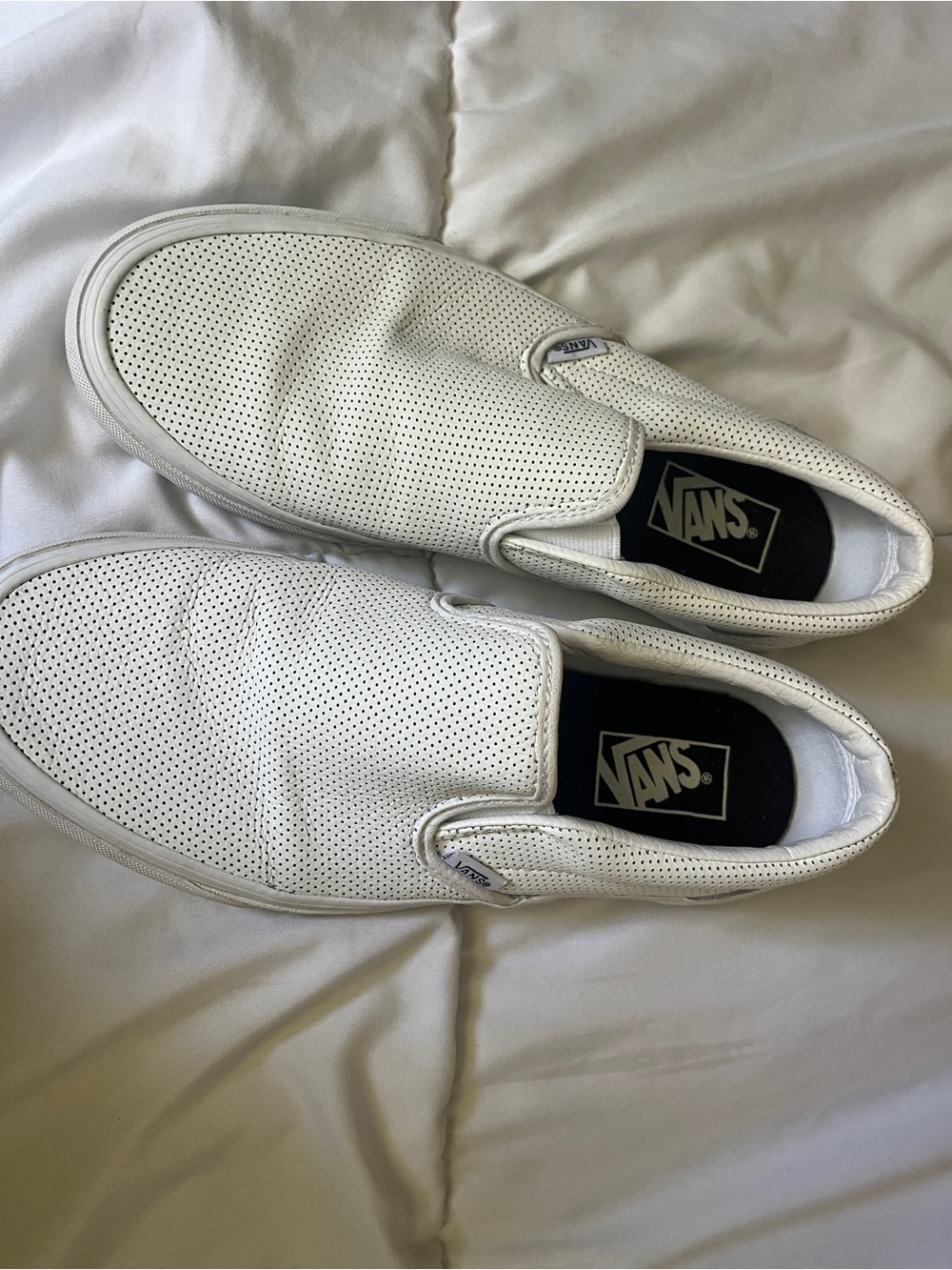 Vans Men's White Perforated Slip-On Loafers